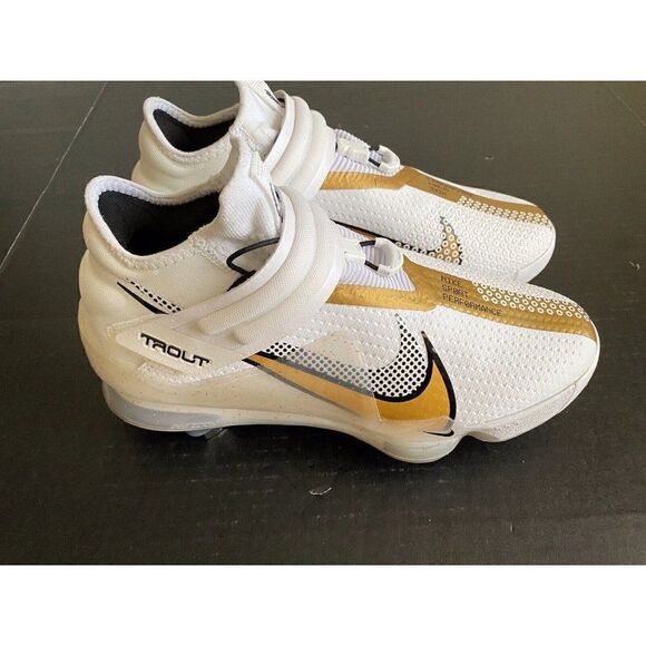 Nike Force Zoom Trout 7 Pro Mid White Metallic‎ Gold Men’s Baseball Cleat Sz 7.5 main image 13